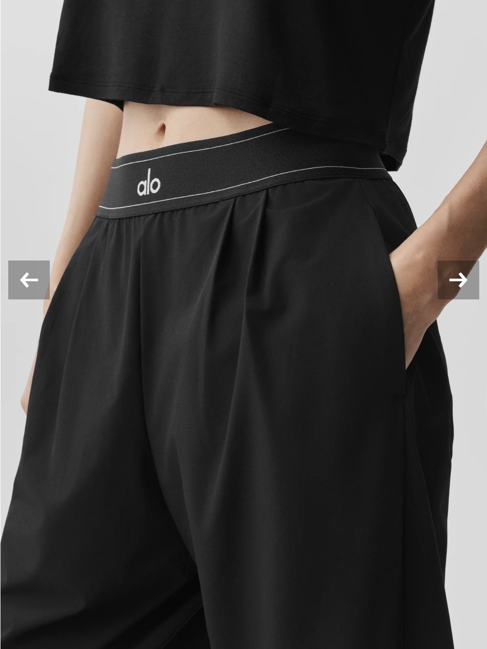 ALO Yoga Black Elastic-Waist Suit Up Trouser (regular)